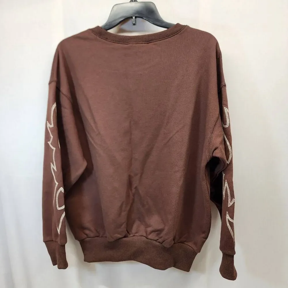 Blue B Boot Stitch Sweatshirt Brown Western Crewneck Size Small NWT